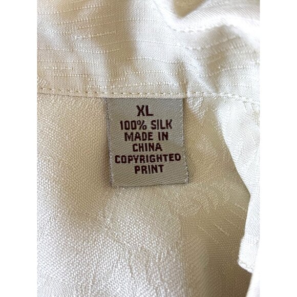 Tommy Bahama Mens Shirt Size XL 100% Silk Tropical Floral Textured Yellow Stitch - Picture 9 of 10